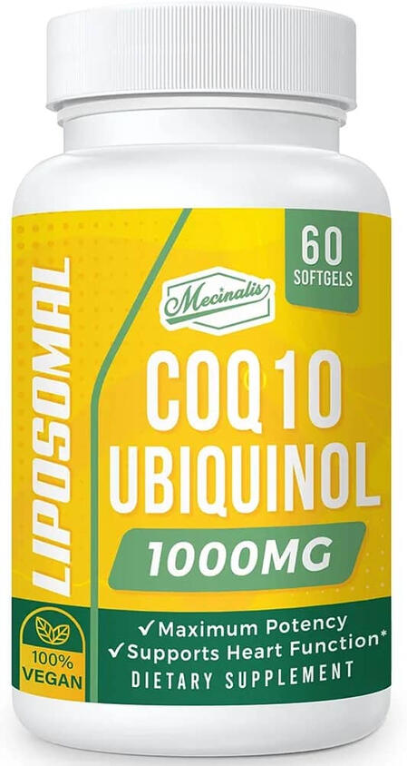 Description 1000mg Liposomal CoQ10 Ubiquinol, 60 Vegan Softgels, High Absorption Ubiquinol CoQ10 Supplement, Active Antioxidant Form of Coenzyme Q10 for Heart Function & Energy Production 1000MG MAXIMUM STRENGTH FORMULA